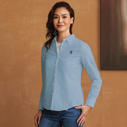Women's Cotton Oxford Slim Fit Shirt With Lion Embroidery - Giordano
