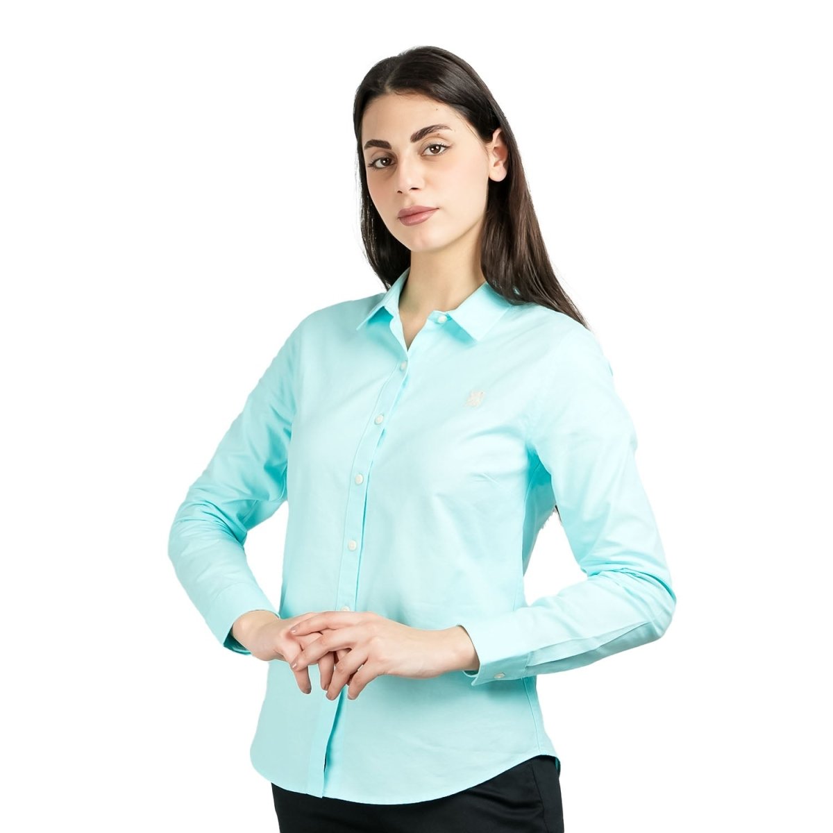 Women's Cotton Oxford Slim Fit Shirt With Lion Embroidery - Giordano