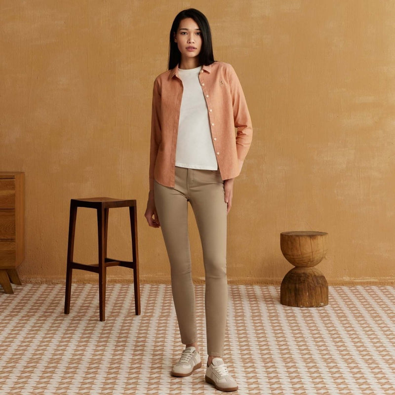 Women's Cotton Oxford Slim Fit Shirt With Lion Embroidery S - Shop Giordano