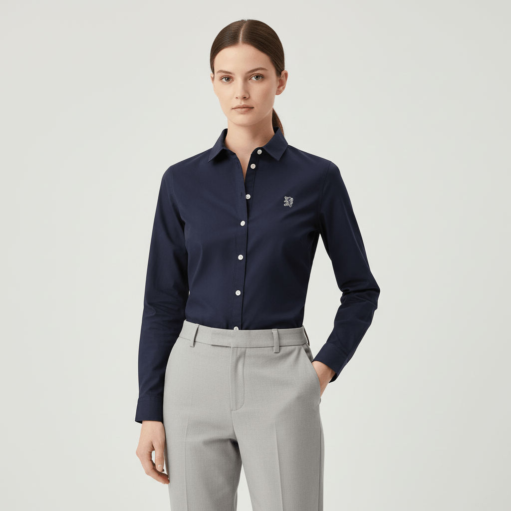 Women's Cotton Oxford Slim Fit Shirt With Lion Embroidery S - Shop Giordano