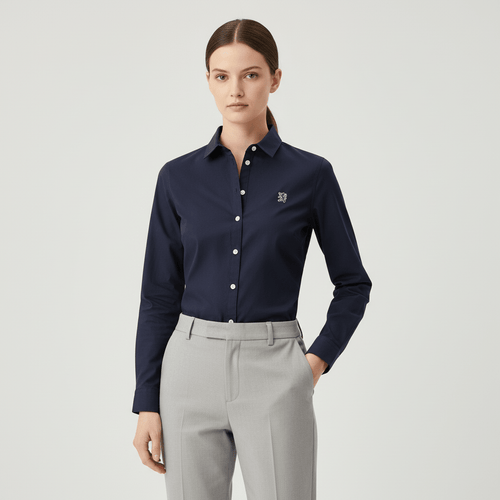 Women's Cotton Oxford Slim Fit Shirt With Lion Embroidery S - Shop Giordano