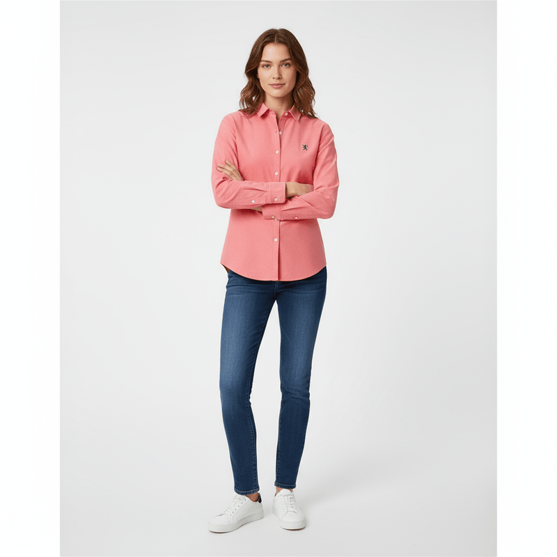 Women's Cotton Oxford Slim Fit Shirt With Lion Embroidery S - Shop Giordano