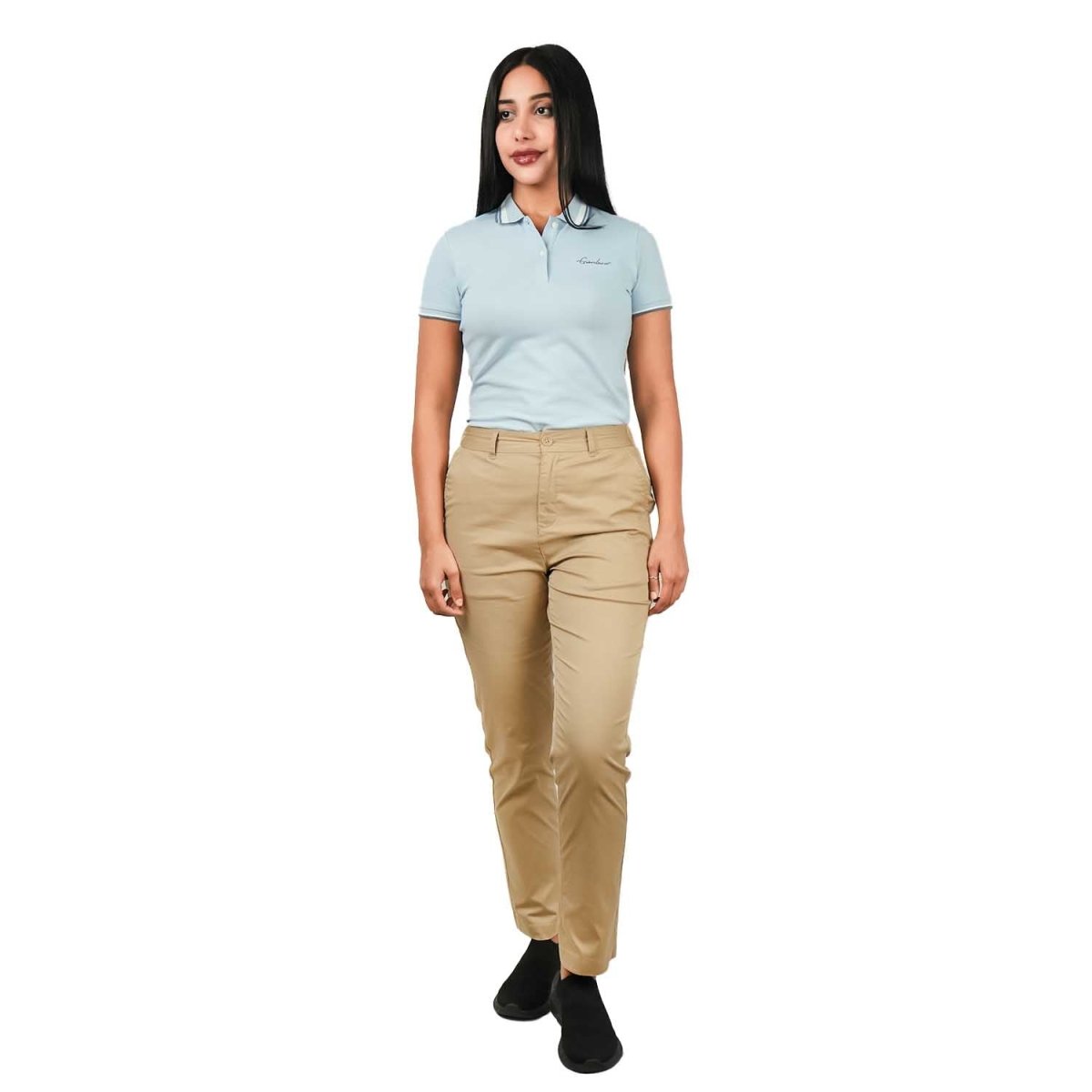 Women's High - Waist Cotton Blend Twill Tapered Pants - Giordano