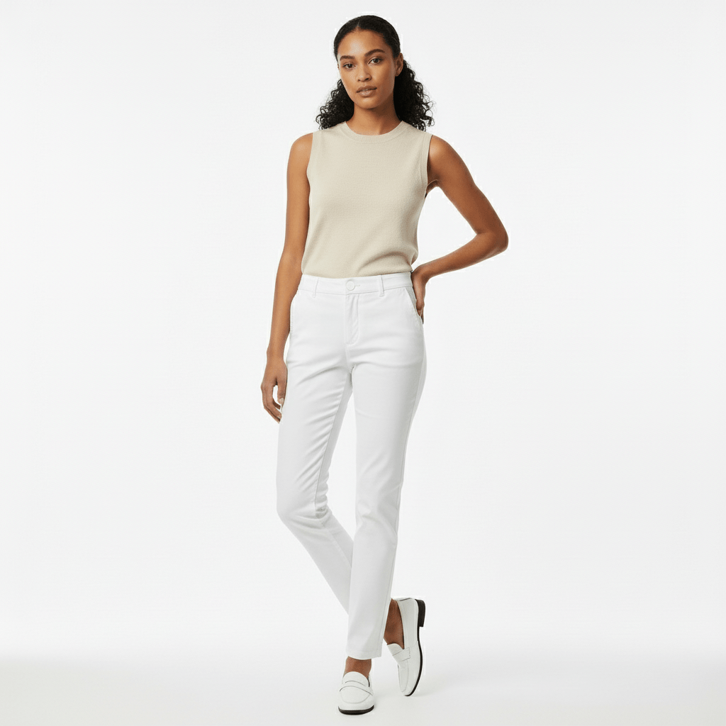 Women's High - Waist Cotton Blend Twill Tapered Pants S - Shop Giordano