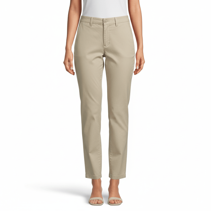 Women's High - Waist Cotton Blend Twill Tapered Pants S - Shop Giordano