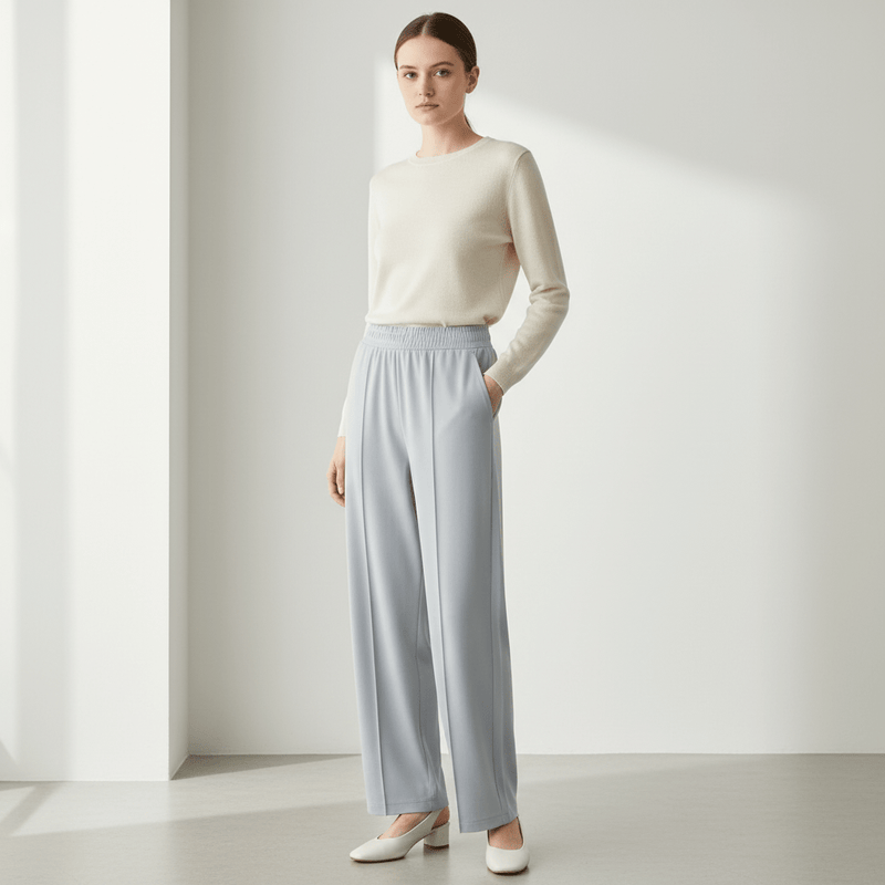 Giordano Women's Knit Pants: Interlock Fabric, High Waist, Regular Fit - Premium Pants