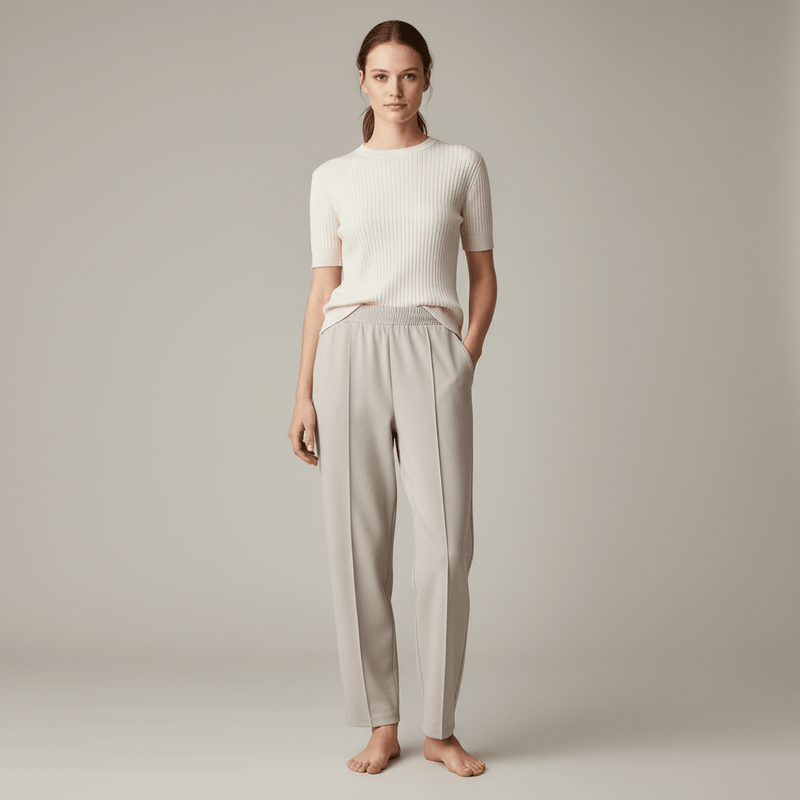 Giordano Women's Knit Pants: Interlock Fabric, High Waist, Regular Fit - Premium Pants