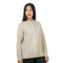 Women's Linen Cotton Dobby Shirt - Stand Collar, Garment Wash Comfort Fit S - Shop Giordano