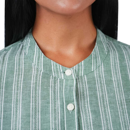 Women's Linen Cotton Dobby Shirt - Stand Collar, Garment Wash Comfort Fit - Giordano