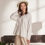 Women's Linen Cotton Dobby V - Neck Shirt - Comfort Fit S - Shop Giordano