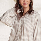 Women's Linen Cotton Dobby V - Neck Shirt - Comfort Fit S - Shop Giordano
