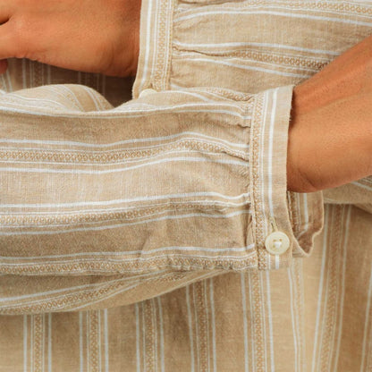 Women's Linen Cotton Dobby V - Neck Shirt - Comfort Fit - Giordano