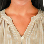 Women's Linen Cotton Dobby V - Neck Shirt - Comfort Fit S - Shop Giordano