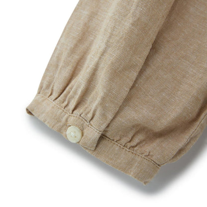 Women's Linen - Cotton Poplin V - Neck Long Sleeve Shirt - Giordano