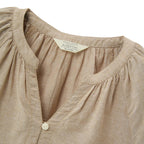 Women's Linen - Cotton Poplin V - Neck Long Sleeve Shirt S - Shop Giordano
