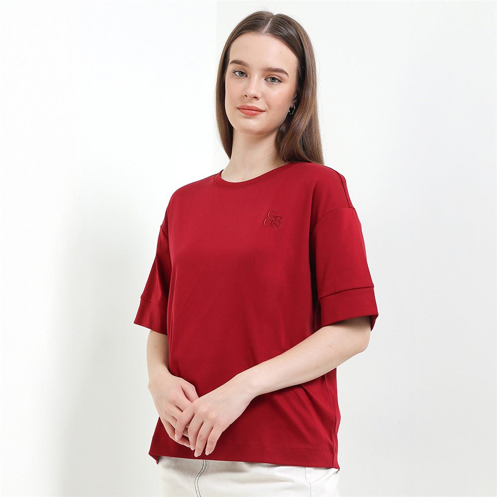 Giordano Women's Liquid Touch Embroidered Cotton Tee - Premium Tee