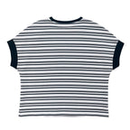 Giordano Women Loose Fit Cotton-Blend Striped Interlock Crew Neck Tee - Premium Tee