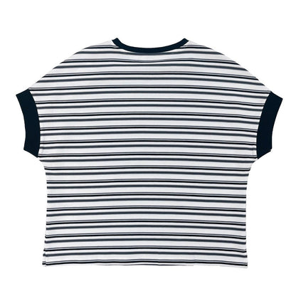 Women’S Loose Fit Cotton - Blend Striped Interlock Crew Neck Tee - Giordano