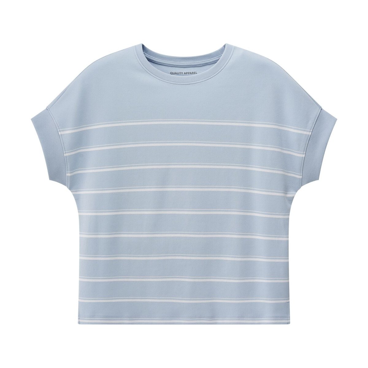 Giordano Women's Loose Fit Cotton-Blend Striped Interlock Crew Neck Tee - Premium Tee