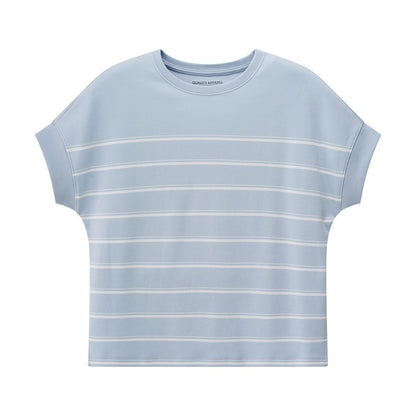 Women’S Loose Fit Cotton - Blend Striped Interlock Crew Neck Tee - Giordano
