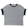 Giordano Women Loose Fit Cotton-Blend Striped Interlock Crew Neck Tee - Premium Tee