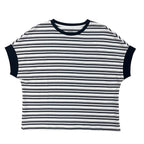 Giordano Women Loose Fit Cotton-Blend Striped Interlock Crew Neck Tee - Premium Tee