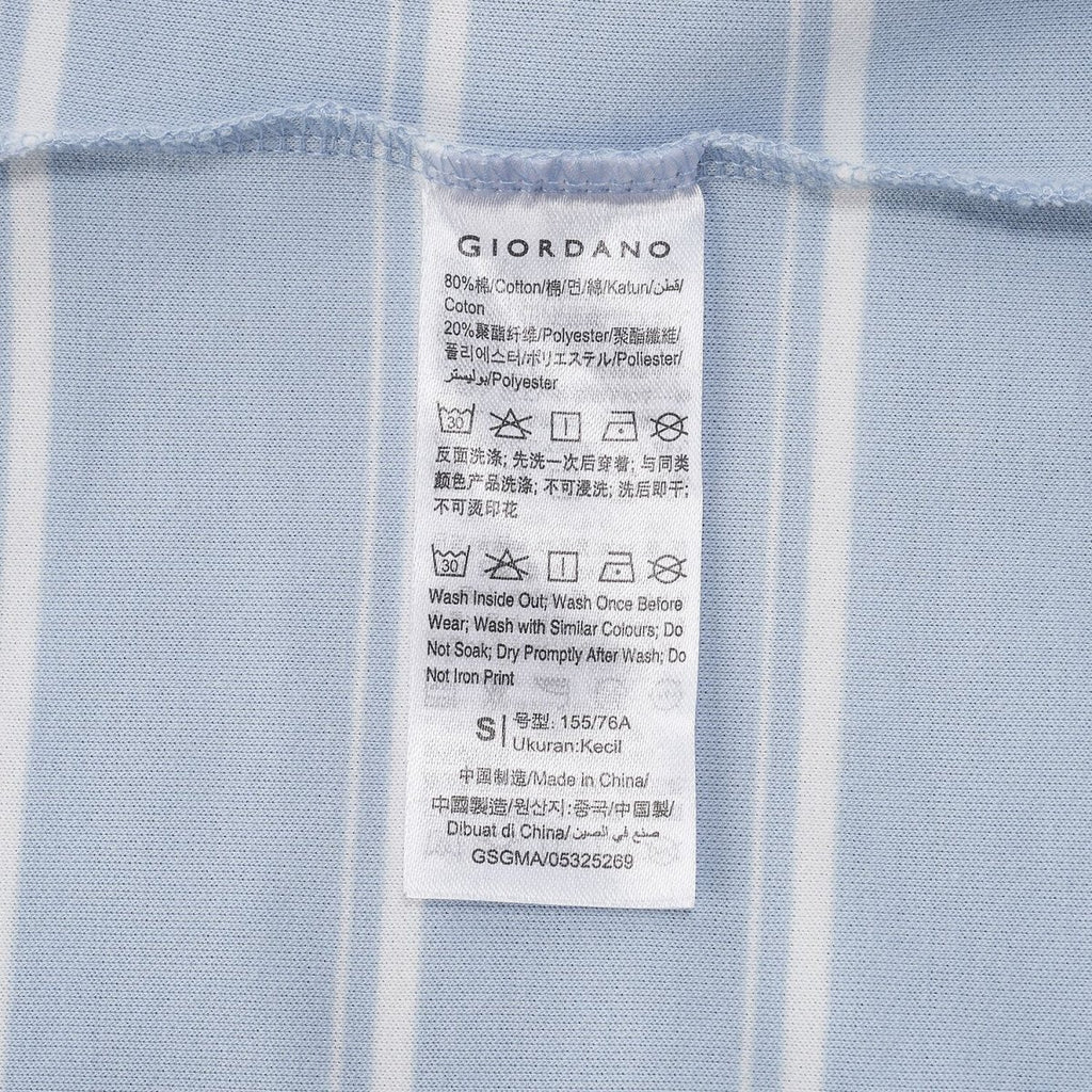 Giordano Women's Loose Fit Cotton-Blend Striped Interlock Crew Neck Tee - Premium Tee