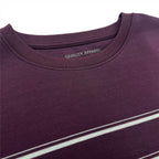 Giordano Women Loose Fit Cotton-Blend Striped Interlock Crew Neck Tee - Premium Tee