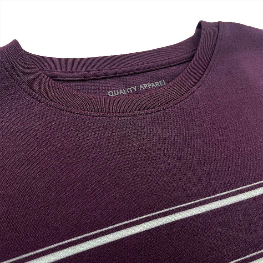 Giordano Women Loose Fit Cotton-Blend Striped Interlock Crew Neck Tee - Premium Tee