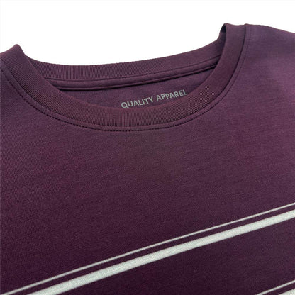 Women’S Loose Fit Cotton - Blend Striped Interlock Crew Neck Tee - Giordano