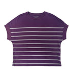 Giordano Women Loose Fit Cotton-Blend Striped Interlock Crew Neck Tee - Premium Tee
