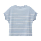 Giordano Women's Loose Fit Cotton-Blend Striped Interlock Crew Neck Tee - Premium Tee