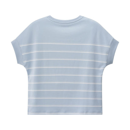 Women’S Loose Fit Cotton - Blend Striped Interlock Crew Neck Tee - Giordano