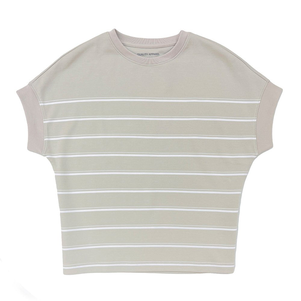 Women’S Loose Fit Cotton - Blend Striped Interlock Crew Neck Tee - Giordano