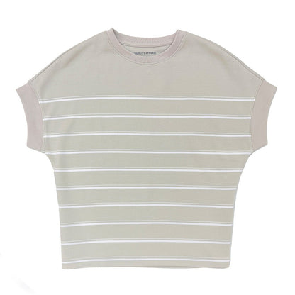 Women’S Loose Fit Cotton - Blend Striped Interlock Crew Neck Tee - Giordano