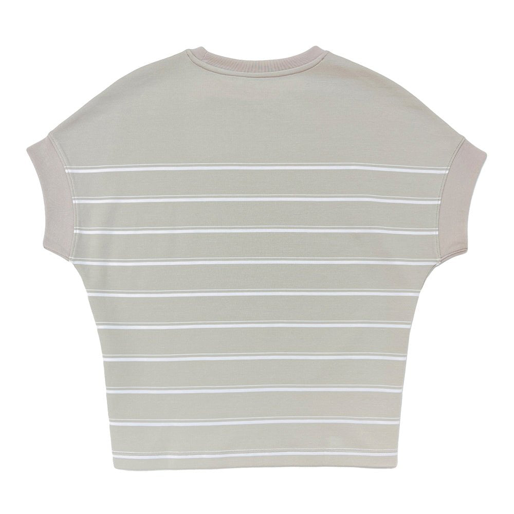Giordano Women Loose Fit Cotton-Blend Striped Interlock Crew Neck Tee - Premium Tee
