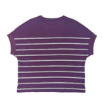 Giordano Women Loose Fit Cotton-Blend Striped Interlock Crew Neck Tee - Premium Tee