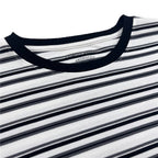 Giordano Women Loose Fit Cotton-Blend Striped Interlock Crew Neck Tee - Premium Tee