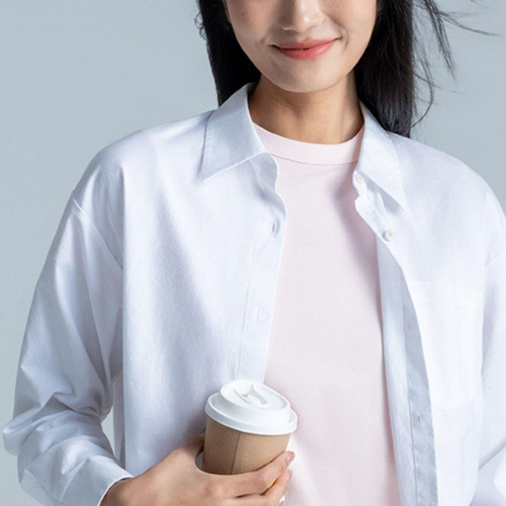 Women's Loose Fit Shirt: Oxford Fabric, Long Sleeve S - Shop Giordano