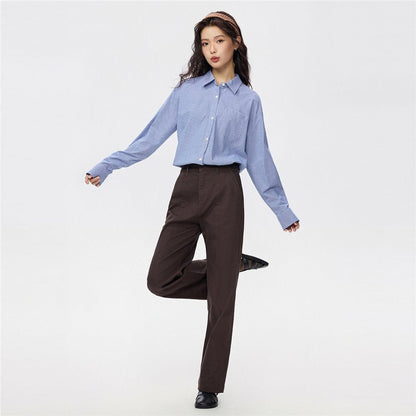 Women's Loose Fit Shirt: Oxford Fabric, Long Sleeve - Giordano