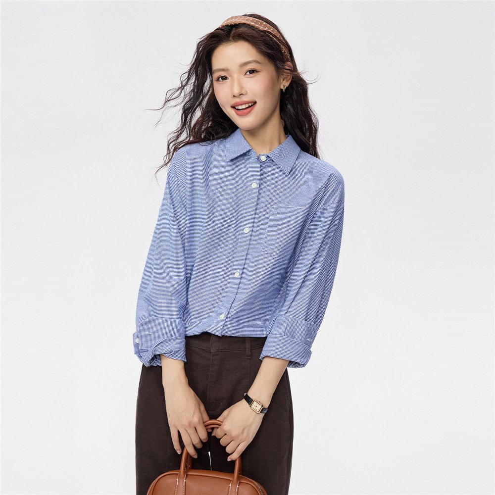 Women's Loose Fit Shirt: Oxford Fabric, Long Sleeve - Giordano