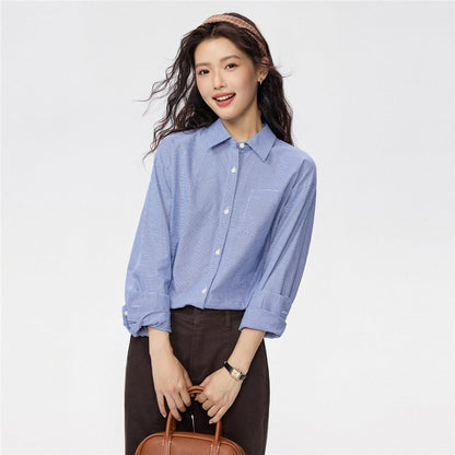 Women's Loose Fit Shirt: Oxford Fabric, Long Sleeve - Giordano