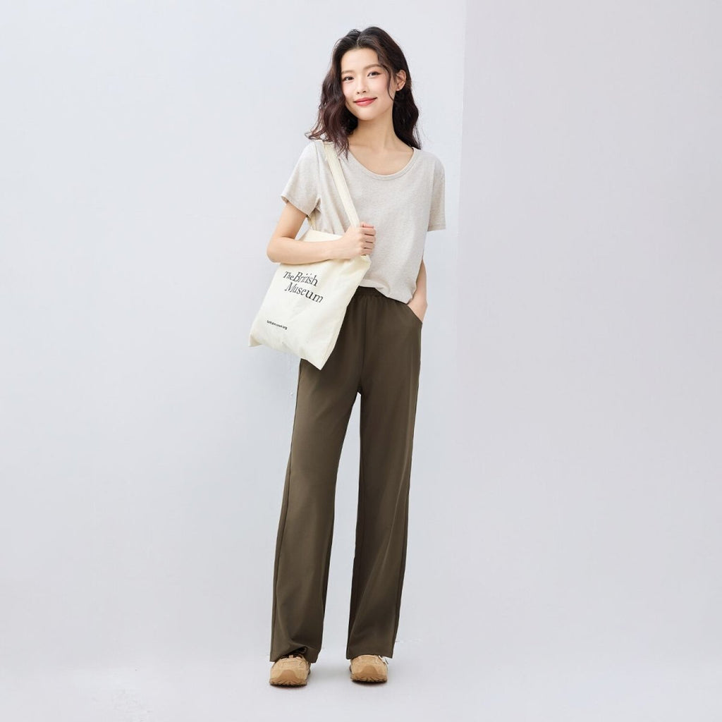 Women’S Mid - Rise Loose Fit Elastic Waist Pants | Online Exclusive S - Shop Giordano