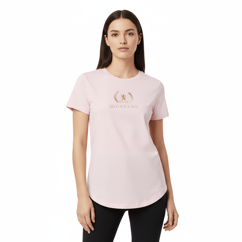 Giordano Women's Regular Fit Cotton Crew Neck Printed Tee - first_variant_option_2 Premium Print Tee for Giordano