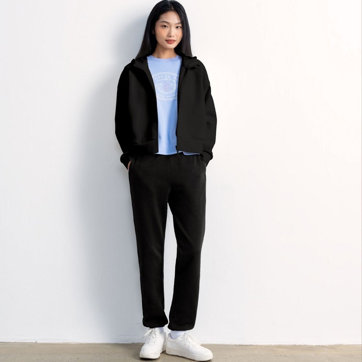 Women's Regular Fit Pants: French Terry, High Waist Comfort - Giordano