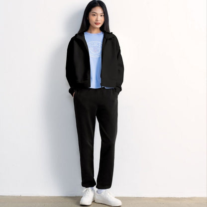 Women's Regular Fit Pants: French Terry, High Waist Comfort - Giordano