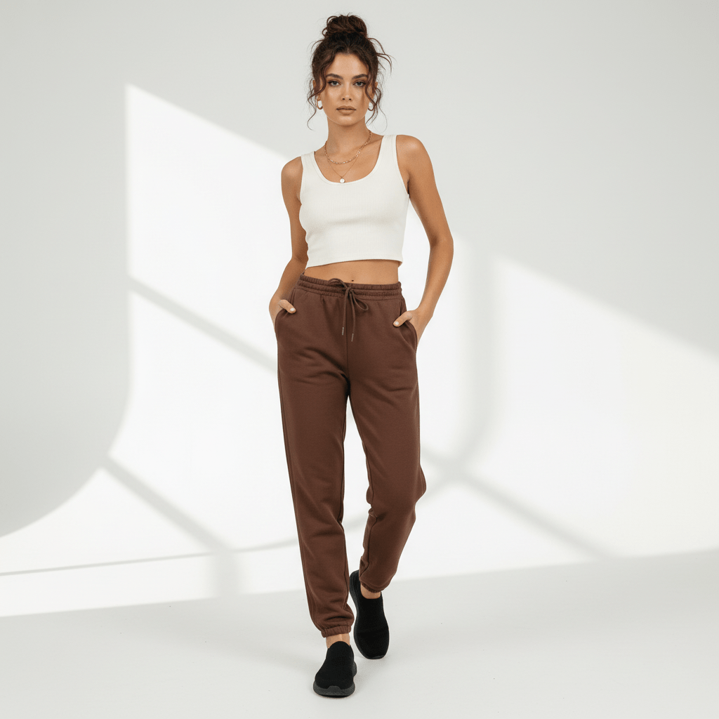 Women's Regular Fit Pants: French Terry, High Waist Comfort S - Shop Giordano