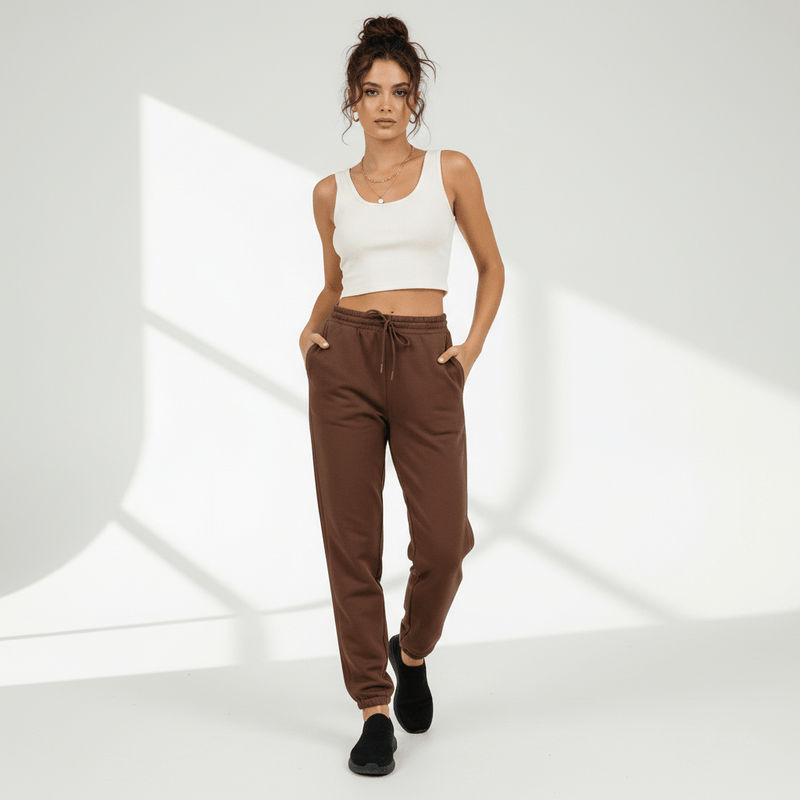 Women's Regular Fit Pants: French Terry, High Waist Comfort S - Shop Giordano