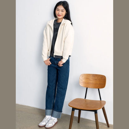 Women's Relaxed Fit Interlock Hoodie Knit Jacket - Giordano