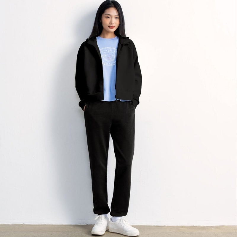 Giordano Women's Relaxed Fit Interlock Hoodie Knit Jacket - Premium Jackets